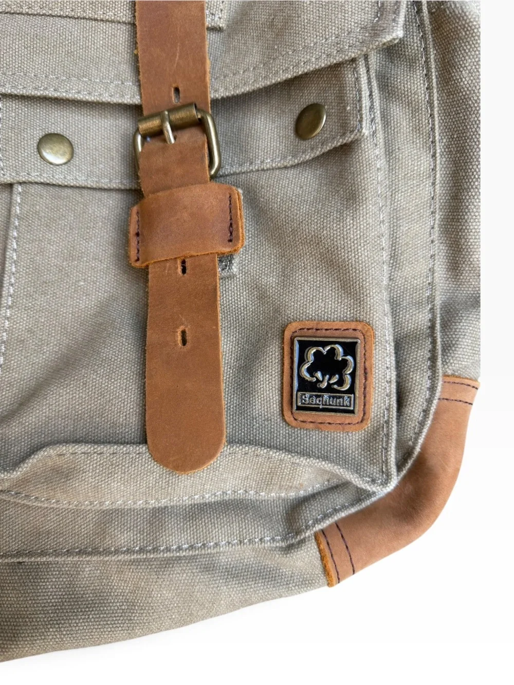 NEW Sechunk Vintage Military Leather Canvas Laptop Bag Messenger Bags Large